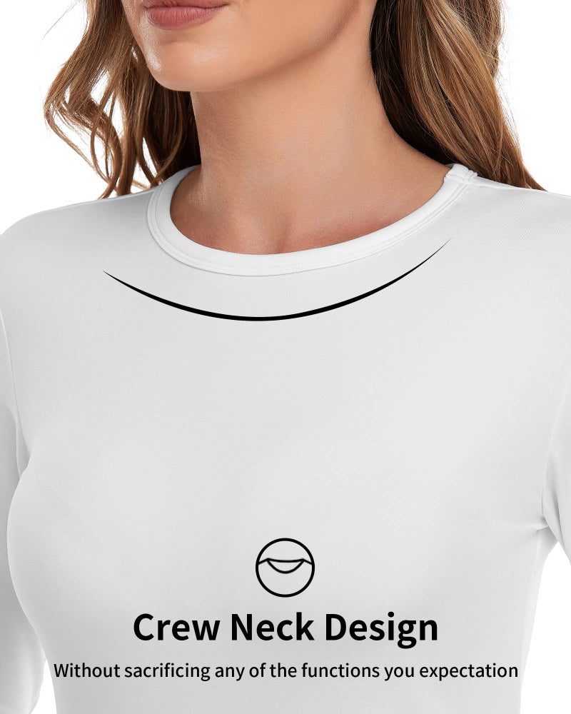 WEERTI ملابس داخلية حرارية للنساء WEERTI بنطلون طويل مع بطانة فليس للطبقة الأساسية للنساء للطقس البارد أعلى وأسفل أبيض - Image 2